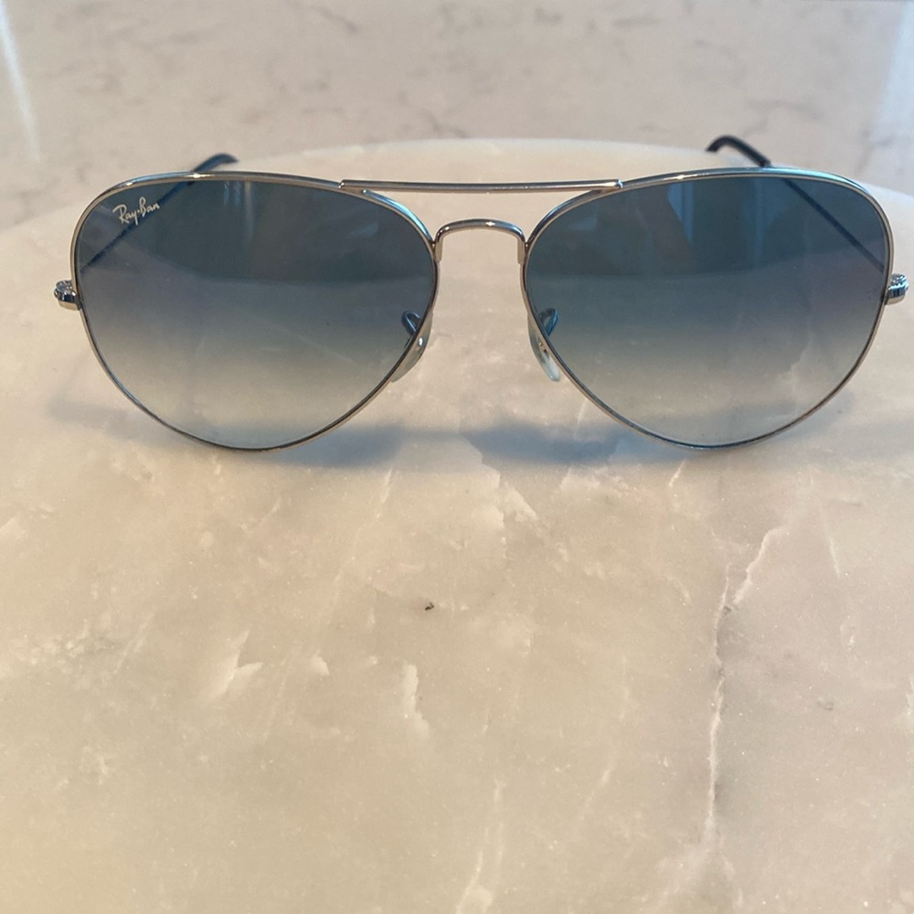 Ray Ban Aviator sunglasses grey blue lenses large size